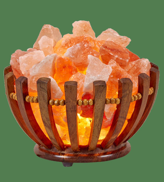Himalayan Salt Lamp Wooden Bowl Basket